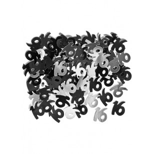 Black Glitz 16th Birthday Table Confetti